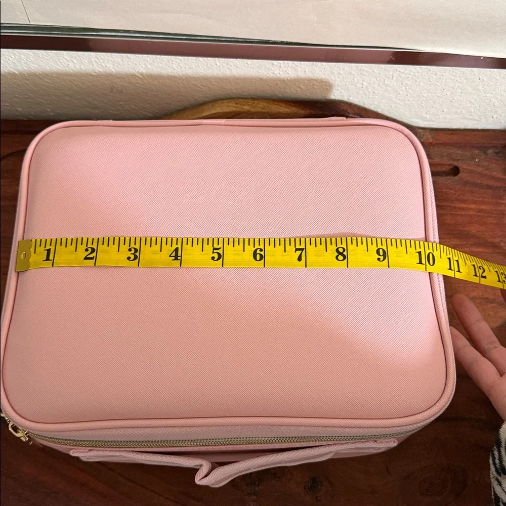 Cosmetic Storage Bag With LED Light Partition Organizer Large Travel Pink